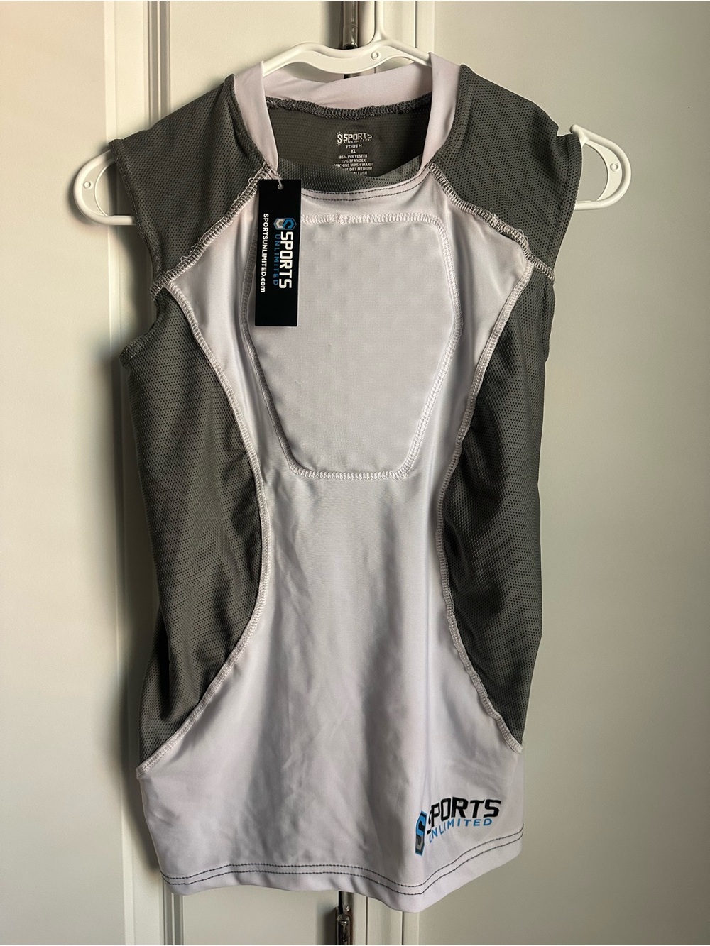 Kids White & Gray Sleeveless Athletic Jersey